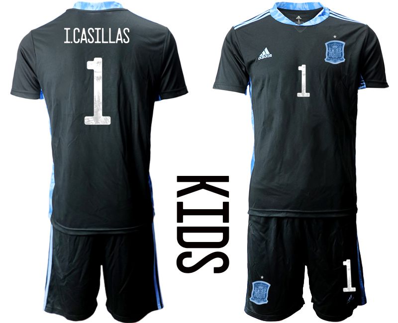 Youth 2021 World Cup National Spain black goalkeeper #1 Soccer Jerseys1->spain jersey->Soccer Country Jersey
